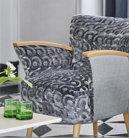fauteuil tissu velours latticino de Designers Guild vendu par la rime des matieres