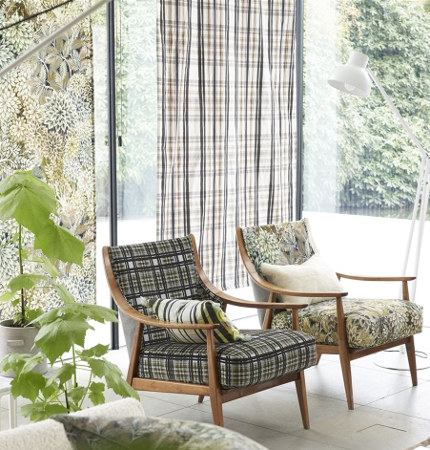 Madhya tissu ameublement velours design floral végétal luxuriant, de Designers Guild, pour  chaise, fauteuil, canapé, rideaux et coussins, vendu par la rime des matieres, bon plan tissu et frais de port offerts