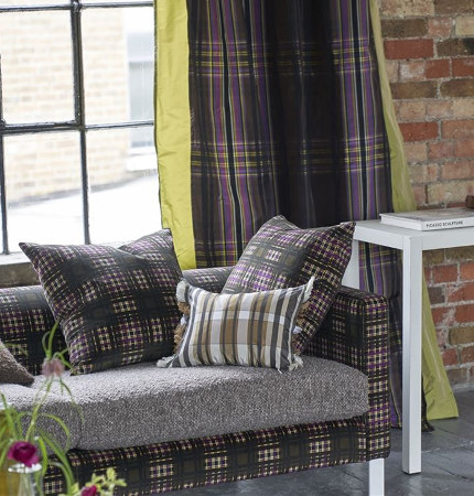 Patiali tissu ameublement velours tartan design grahique carreaux, de Designers Guild, pour  chaise, fauteuil, canapé, rideaux et coussins, vendu par la rime des matieres, bon plan tissu et frais de port offerts