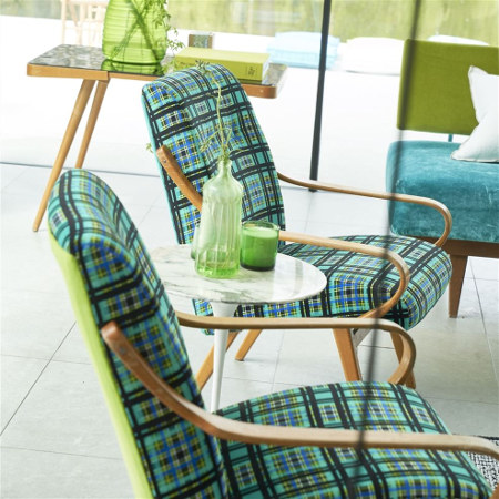 Patiali tissu ameublement velours tartan design grahique carreaux, de Designers Guild, pour  chaise, fauteuil, canapé, rideaux et coussins, vendu par la rime des matieres, bon plan tissu et frais de port offerts