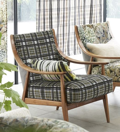 Patiali tissu ameublement velours tartan design grahique carreaux, de Designers Guild, pour  chaise, fauteuil, canapé, rideaux et coussins, vendu par la rime des matieres, bon plan tissu et frais de port offerts