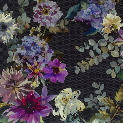 Shalimar Garden tissu ameublement velours imprimé floral, de Designers Guild, pour fauteuil, canapé, rideaux et jetés de lit, vendu par la rime des matieres, bon plan tissu