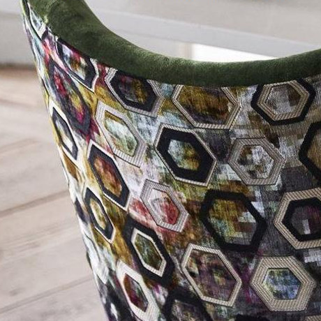 Sukhna tissu ameublement velours motif géomérique design pour fauteuil, canapé et rideaux de designers guild vendu par la rime des matieres offre bon plan tissu