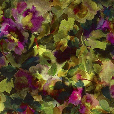 Surimono tissu ameublement velours imprimé floral design, de designers Guild, pour fauteuil, canapé et rideaux, vendu par la rime des matieres, bon plan tissu
