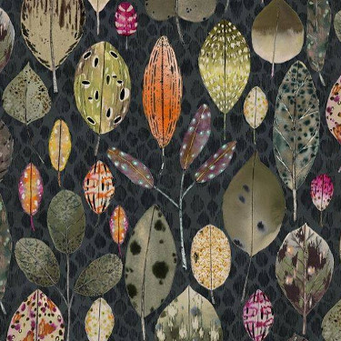 stores tissu lavable Tulsi imprimé motif feuilles stylisées, de Designers Guild, vendu par la rime des matieres, bon plan tissu