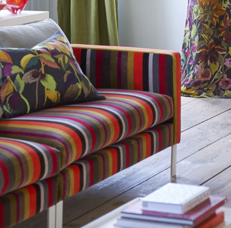 Varese Lambusa tissu ameublement velours rayures modernes pour fauteuil, canapé et rideaux, de designers guild vendu par la rime des matieres, bon plan tissu