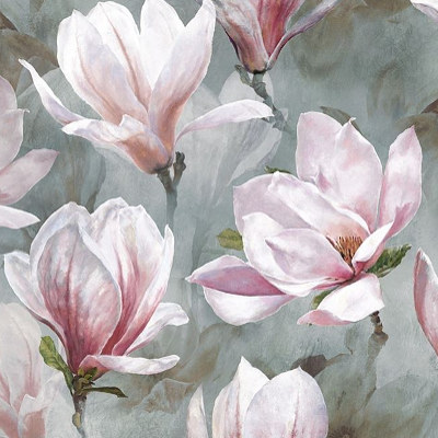 tissu d'ameublement Yulan, lin motif floral magnolia style aquarelle, de Designers Guild, pour rideau, stores et coussins, vendu par la rime des matieres offre bon plan tissu et frais de port offerts