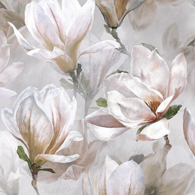 Yulan tissu ameublement lin motif floral magnolia style aquarelle de Designers Guild, pour rideaux, stores et coussins, vendu par la rime des matieres offre bon plan tissu et frais de port offerts
