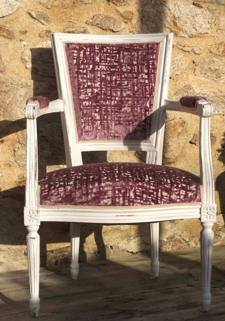 fauteuil medaillon louis xvi tissu dimitri vintage