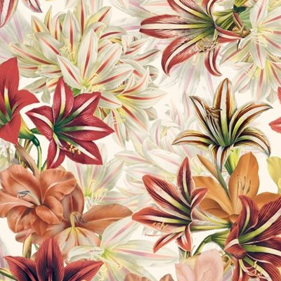Amaryllis tissu ameublement  imprimé floral style vintage pour rideaux, jetés de lit, fauteuil et canapé, de designers guild john derian vendu par la rime des matieres bon plan tissu