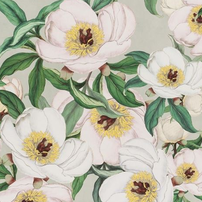 Paeonia tissu ameublement non feu lin mélangé imprimé floral pour rideaux, jetés de lit, fauteuil et canapé, de designers guild john derian vendu par la rime des matieres bon plan tissu