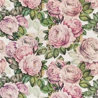 Rose tissu ameublement imprimé floral pour rideaux, fauteuil et canapé, designers guild john derian vendu par la rime des matieres bon plan tissu