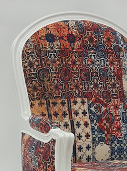 bergère louis XV tissu azulejos de jp gaultier vendu par la rime des matieres
