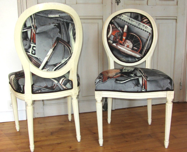 chaise louis 16 tissu fangio lavable de jp Gaultier pour Lelièvre vendu par la rime des matieres