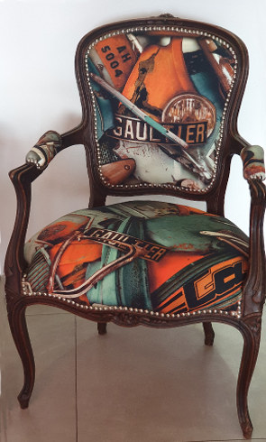 fauteuil louis XV tissu imprim lavable souk lelivre vendu par la rime des matieres