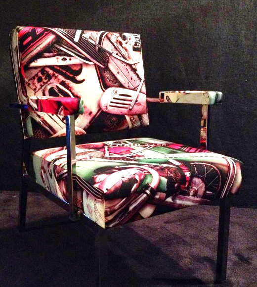 fauteuil tissu fangio lavable de jp Gaultier pour Lelièvre vendu par la rime des matieres