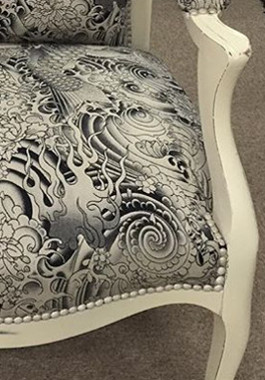 voltaire tissu komodo tatouage de jp Gaultier pour Lelièvre vendu par la rime des matieres