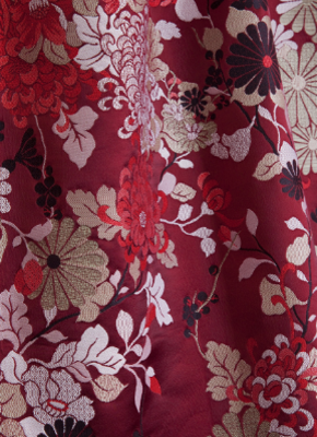 rideau tissu kyoto imprimé style japonisant de Jean Paul Gaultier pour rideau, fauteuil et canapé, vendu par la rime des matieres