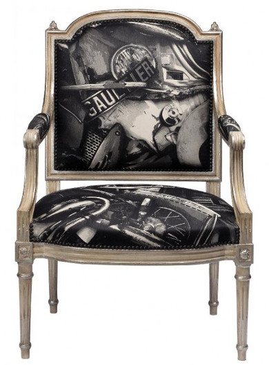 fauteuill Louis XVi tissu le male de jp gaultier