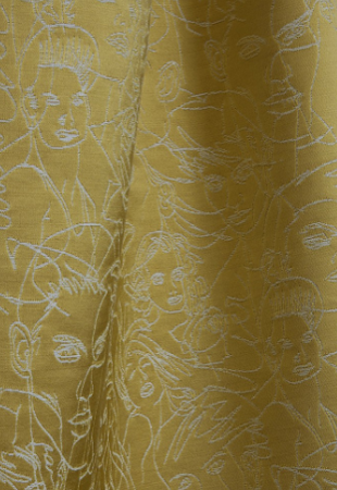 Regard tissu ameublement imprimé de Jean Paul Gaultier pour fauteuil, canapé et rideau, vendu par la rime des matieres