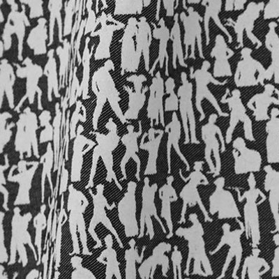 Silhouettes tissu ameublement motif bicolore petits personnages de Jean Paul Gaultier, pour chaise, fauteuil, canapé et rideaux, vendu par la rime des matieres, bon plan tissu et frais de port offerts