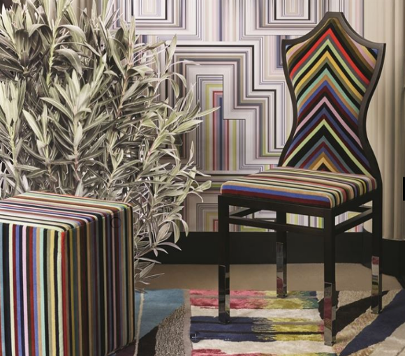 Arc en Ciel tissu ameublement velours imprimé rauyres pour chaise, fauteuil, canapé et et rideau de christian lacroix vendu par la rime des matieres bon plan tissu