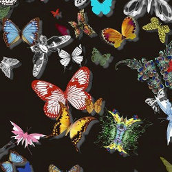 bon plan tissu ameublement butterfly parade soft de christian lacroix, tissu velours motif papillons multicolores vendu par la rime des matieres