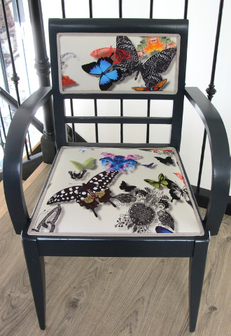 fauteuil bridge tissu butterfly parade christian lacroix vendu par la rime des matieres