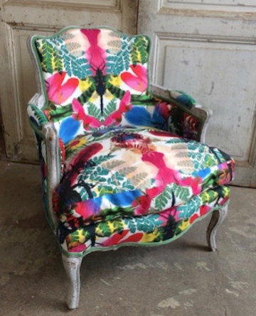 caribe tissu ameublement imprimé exotique de christian lacroix pour fauteuil et canapé casal vendu par la rime des matieres