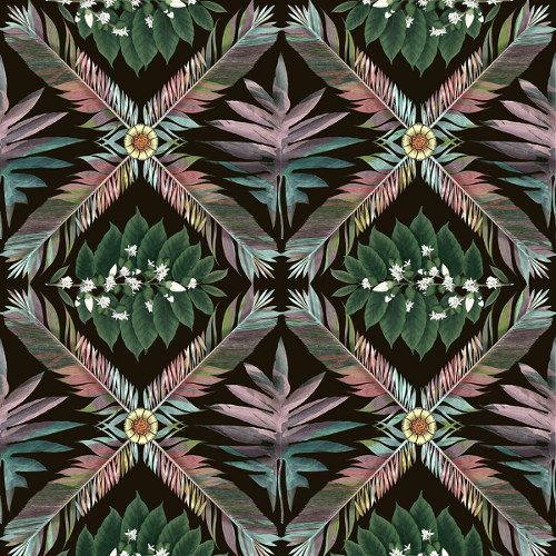 Feather Park Soft tissu d'ameublement velours de Christian Lacroix, motif feuilles et plumes style jardin à la française, pour chaise, fauteuil, canapé, coussin et rideaux, vendu par la rime des matieres bon plan tissu et frais de port offerts
