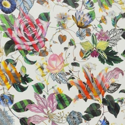 malmaison tissu ameublement lavable imprimé floral de Christian Lacroix, pour fauteuil, canapé et rideaux, vendu par la rime des matieres, bon plan tissu