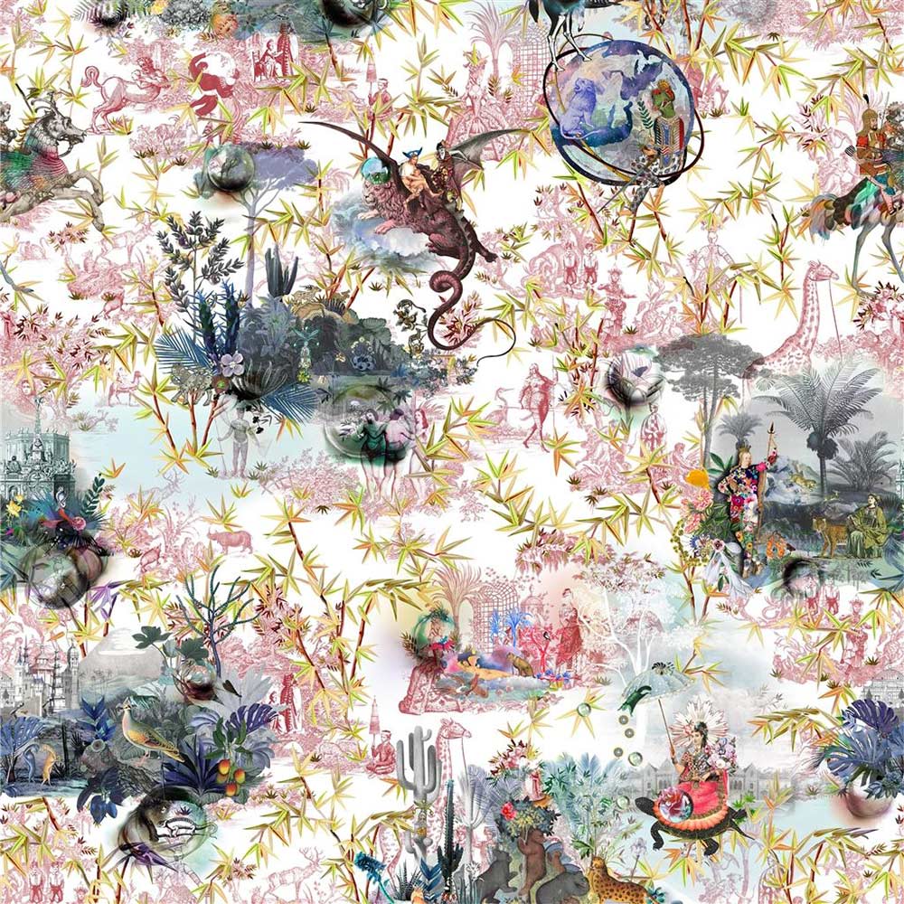 reveries tissu ameublement lavable imprimé  royaume magique de christian lacroix pour fauteuil et canapé et rideau vendu par la rime des matieres bon plan tissu