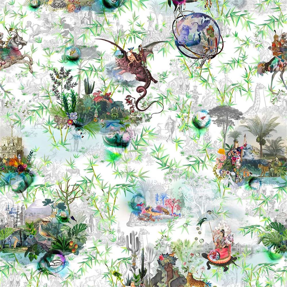 reveries tissu ameublement lavable imprimé  royaume magique de christian lacroix pour fauteuil et canapé et rideau vendu par la rime des matieres bon plan tissu