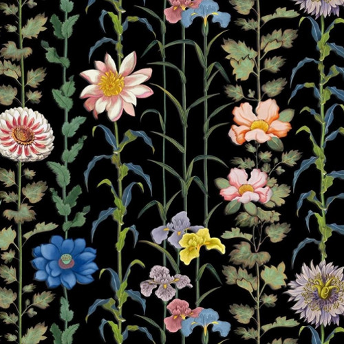 Selam tissu ameublement lavable de Christian Lacroix,  motif floral raffiné, pour  rideaux, stores et coussins, vendu par la rime des matieres, bon plan tissu et frais de port offerts