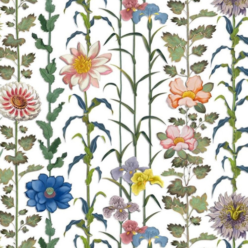 Selam tissu ameublement lavable de Christian Lacroix, motif floral raffiné, pour rideaux, stores et coussins, vendu par la rime des matieres, bon plan tissu et frais de port offerts