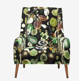 fauteuil art déco tissu soft manaos exotique christian lacroix par la rime des matieres