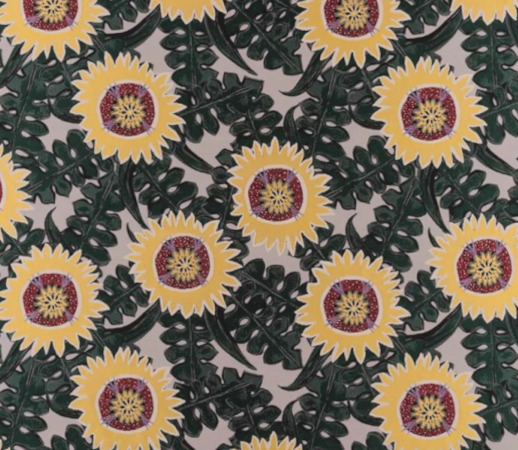 Soleils tissu ameublement jacquard motif fleurs de tournesol  de Christian Lacroix,  superbe motif inspiré des toiles de Van Gogh à Arles, pour  chaise, fauteuil, canapé, rideaux et coussins, vendu par la rime des matieres, bon plan tissu et frais de port offerts