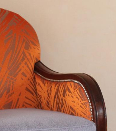 fauteuil art déco tissu imprimé cuba lelièvre vendu par la rime des matieres