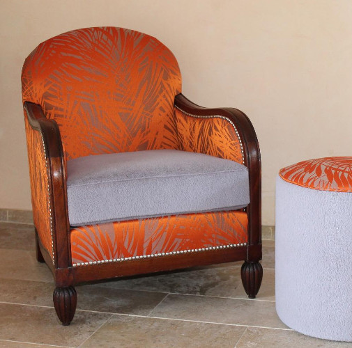fauteuil art déco tissu imprimé cuba lelièvre vendu par la rime des matieres