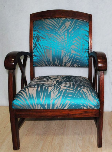 fauteuil empire tissu imprimé cuba lelièvre vendu par la rime des matieres