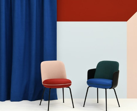 fauteuil et rideau tissu daim uni doux réversible de Lelièvre vendu par la rime des matieres frais de port offerts