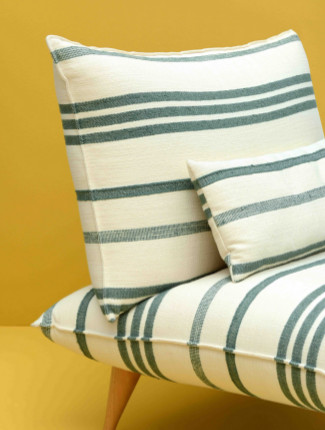 fauteuil tissu Marina lin mélangé imprimé rayures  de Lelièvre vendu par la rime des matieres