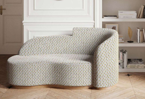 tissu ameublement Odorico de Lelièvre, petit motif design style Art Déco, pour chaise, fauteuil, canapé, coussin, rideau, tissu vendu par la rime des matieres, bon plan et frais de port offerts