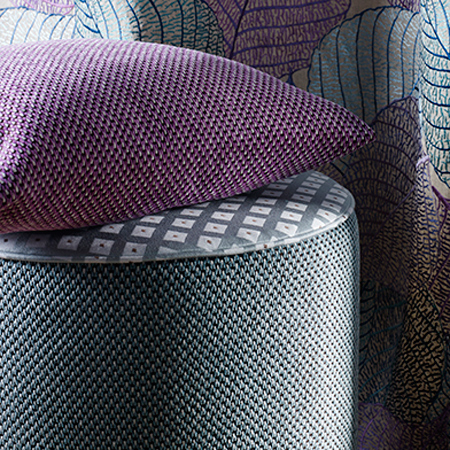 poufs tissu ameublement loana et calina de lorca pour osborne & little vendu par la rime des matieres
