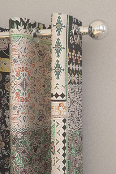 Folklore tissu style patchwork  de Matthew Williamson pour rideaux et stores vendu par la rime des matieres bon plan tissu