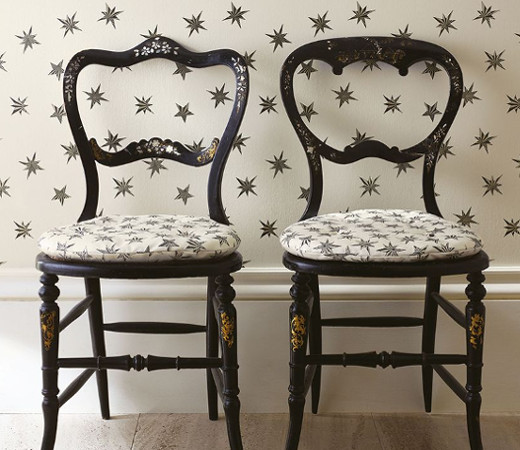 sirius tissu ameublement imprimé motif étoiles de matthew williamson pour chaise, fauteuil, canapé et rideaux  vendu par la rime des matieres bon plan tissu