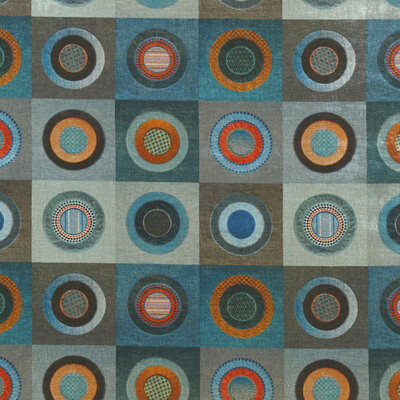 Dress Circle Velours tissu ameublement design graphique cercles colorés de Mulberry Home, pour chaise, fauteuil, canapé, rideaux,  coussins et tête de lit, vendu par la rime des matieres, bon plan tissu et frais de port offerts