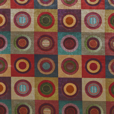 Dress Circle Velours tissu ameublement design graphique cercles colorés de Mulberry Home, pour chaise, fauteuil, canapé, rideaux,  coussins et tête de lit, vendu par la rime des matieres, bon plan tissu et frais de port offerts