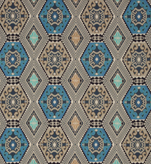 tissu Magic Carpet, motif tapis persan, de Mulberry Home, pour chaise, fauteuil, canapé, rideau et coussins, vendu par la rime des matieres, bon plan tissu et frais de port offerts