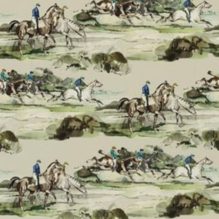 Morning Gallop Velvet  tissu ameublement velours , motifs sport équestre, de Mulberry Home, pour chaise, fauteuil, canapé, rideaux et coussins, vendu par la rime des matieres, bon plan tissu et frais de port offerts